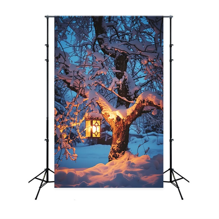 Toile de fond Hiver Arbre Enneigé Lanterne BRP11-65