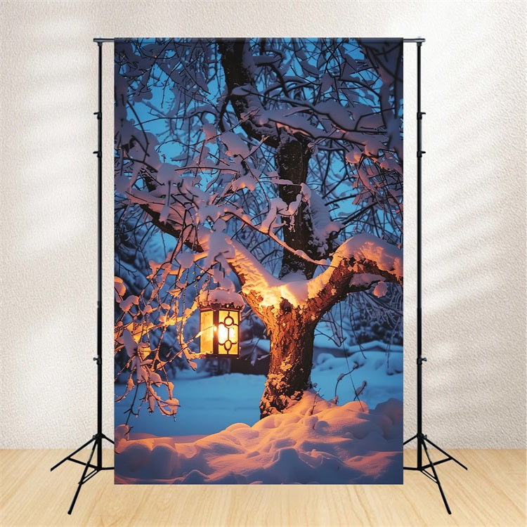 Toile de fond Hiver Arbre Enneigé Lanterne BRP11-65