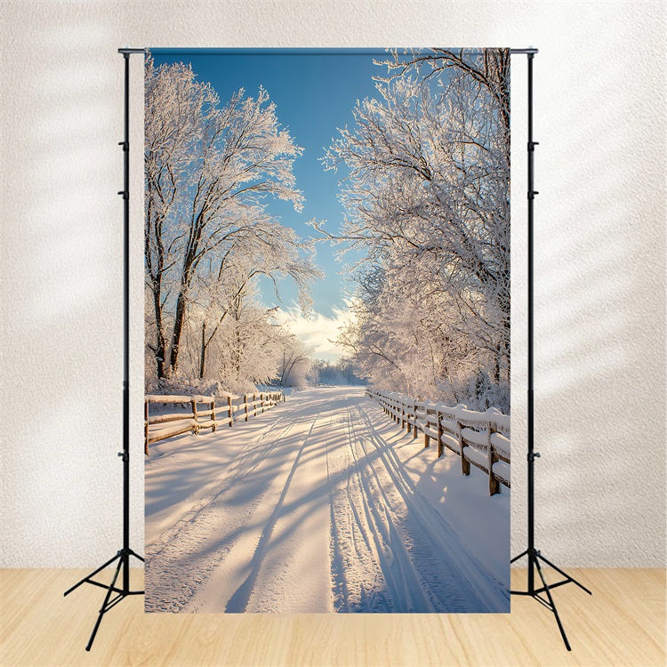 Toile de fond Hiver Paysage Enneigé Chemin BRP11-67