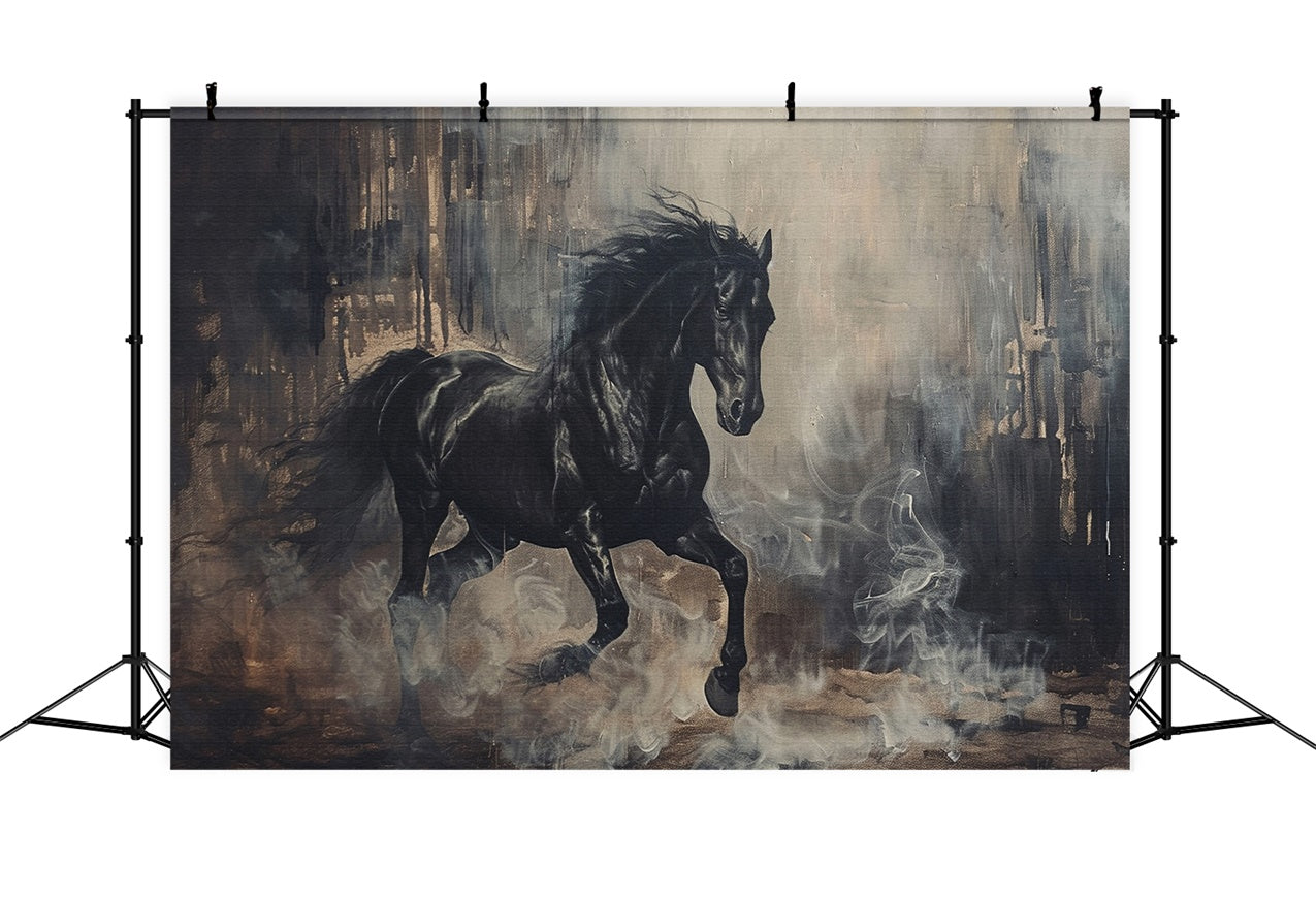 Toile de fond Graffiti Photographie Art Cheval Noir Fumée BRP12-138