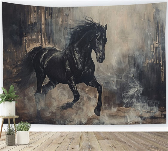 Toile de fond Graffiti Photographie Art Cheval Noir Fumée BRP12-138