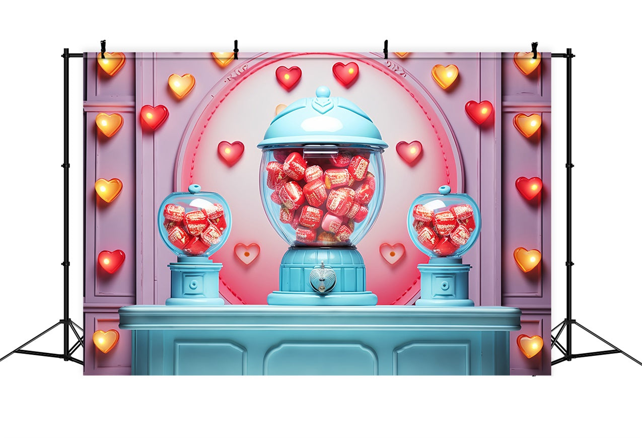 Toile de fond Idées Saint-Valentin Machine à Bonbons Cœurs BRP12-171