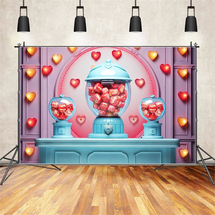 Toile de fond Idées Saint-Valentin Machine à Bonbons Cœurs BRP12-171