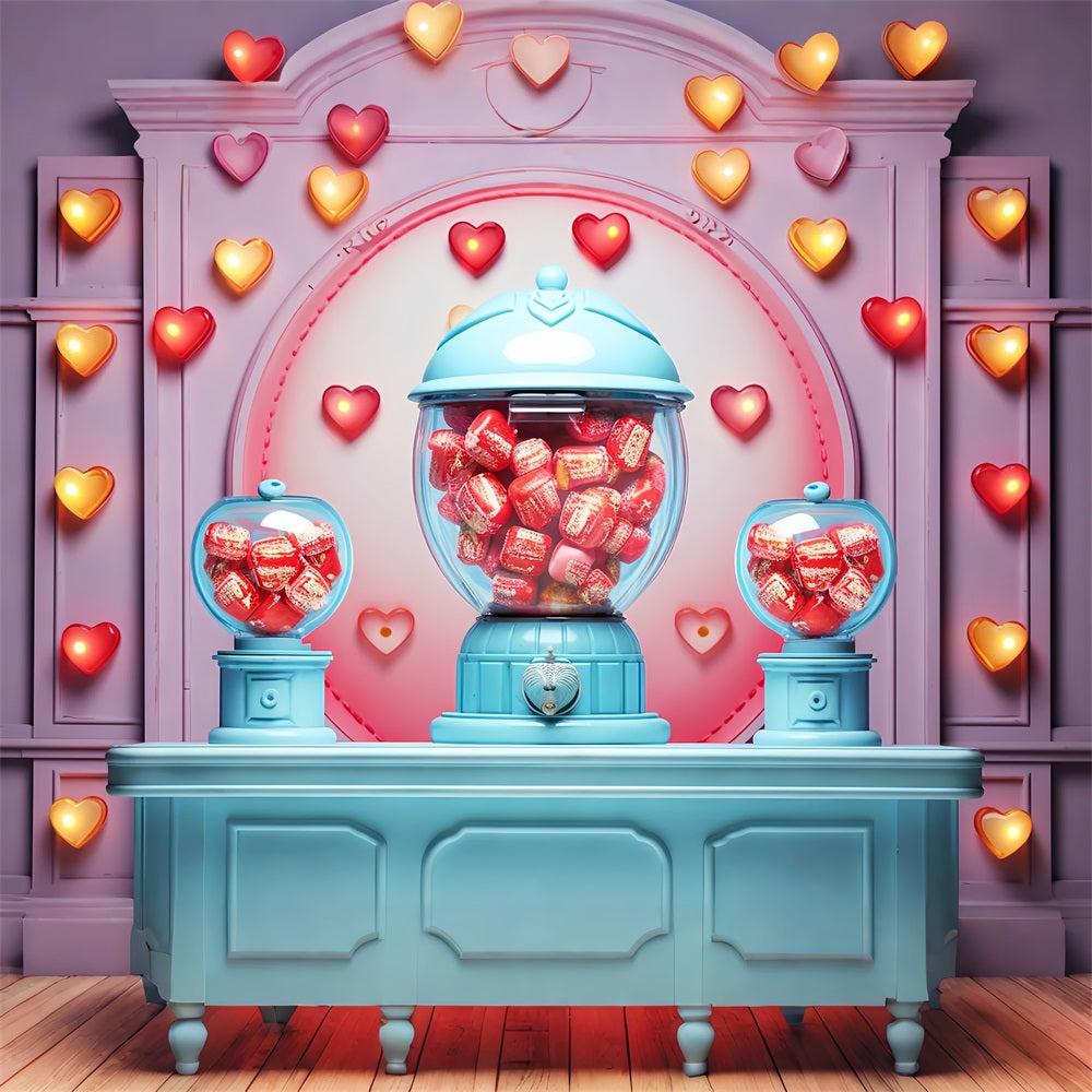 Toile de fond Idées Saint-Valentin Machine à Bonbons Cœurs BRP12-171