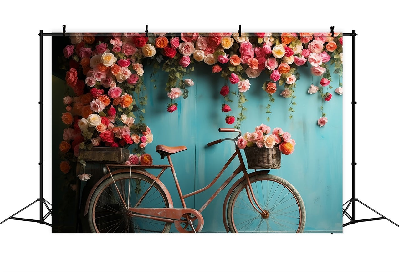 Toile de fond Saint-Valentin Vélo et Mur Fleuri BRP12-181