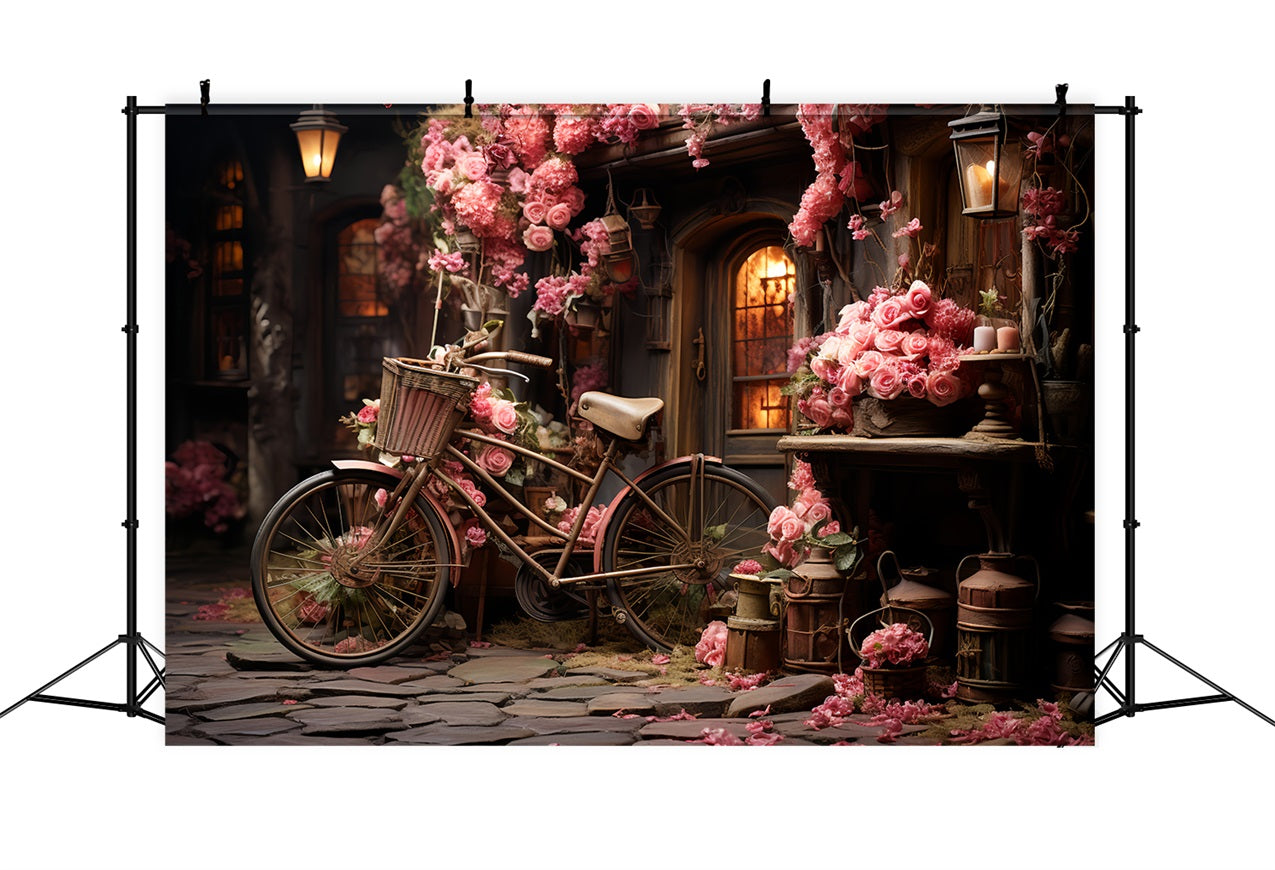 Toile de fond Saint-Valentin Vélo Décoré de Roses en Fleurs BRP12-189