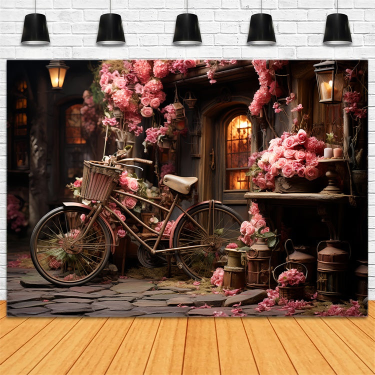 Toile de fond Saint-Valentin Vélo Décoré de Roses en Fleurs BRP12-189