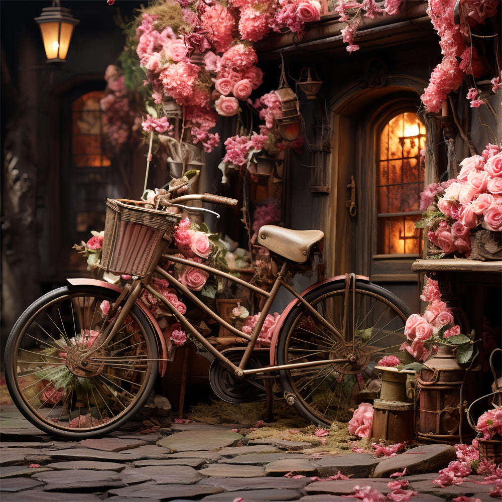 Toile de fond Saint-Valentin Vélo Décoré de Roses en Fleurs BRP12-189