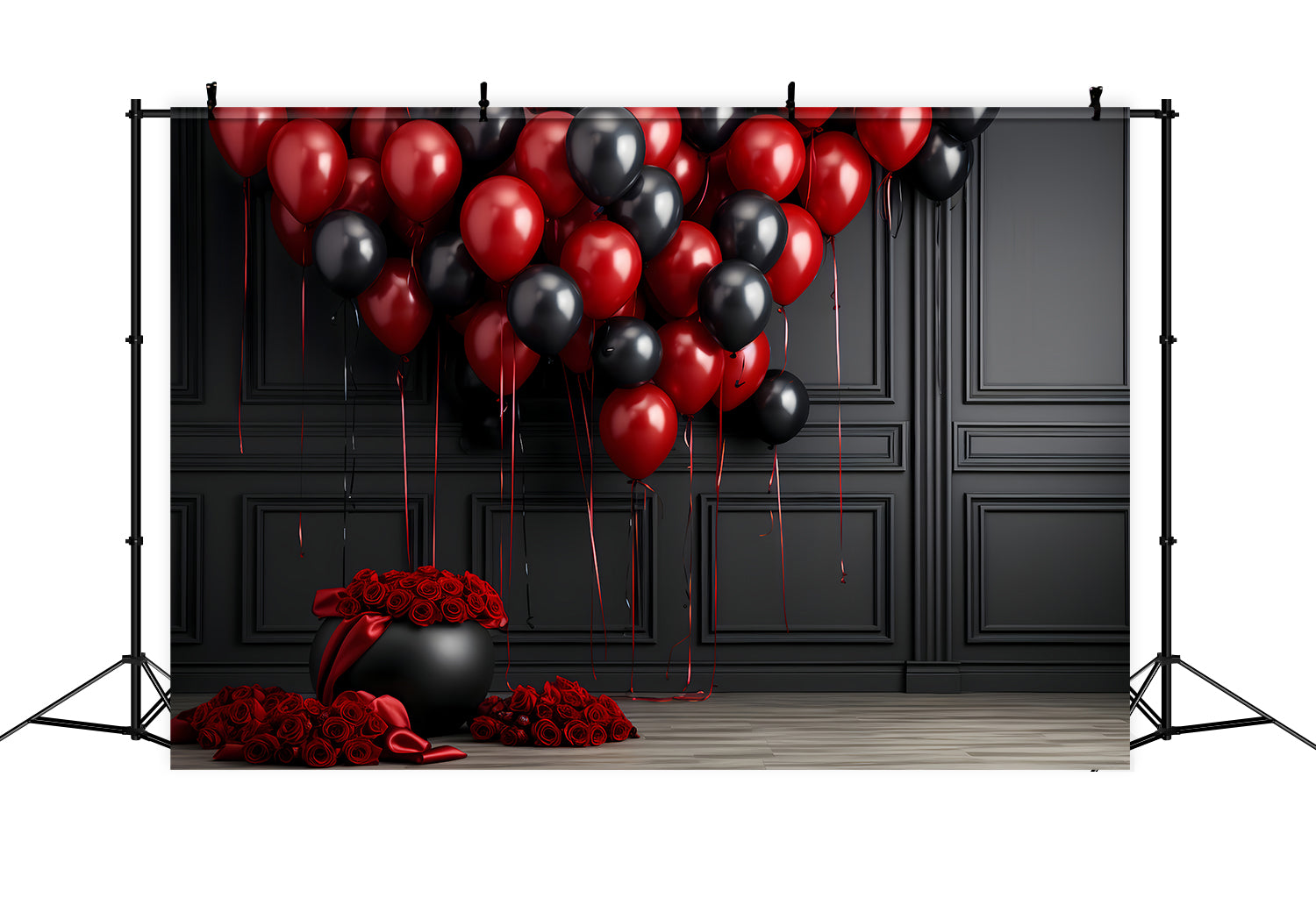 Toile de fond Saint-Valentin Ballons Rouges Noirs Roses BRP12-211