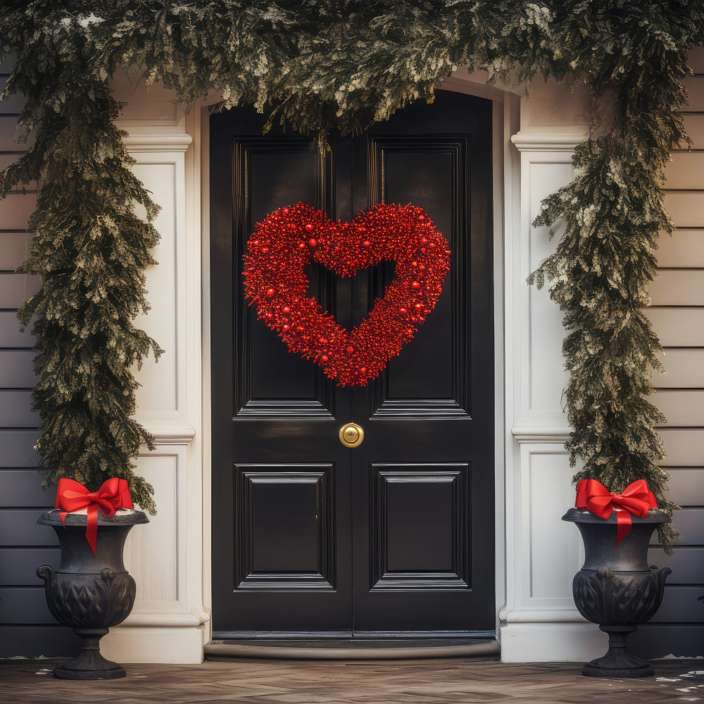 Toile de fond Saint-Valentin Couronne de Cœur Rouge Élégante Porte BRP12-212