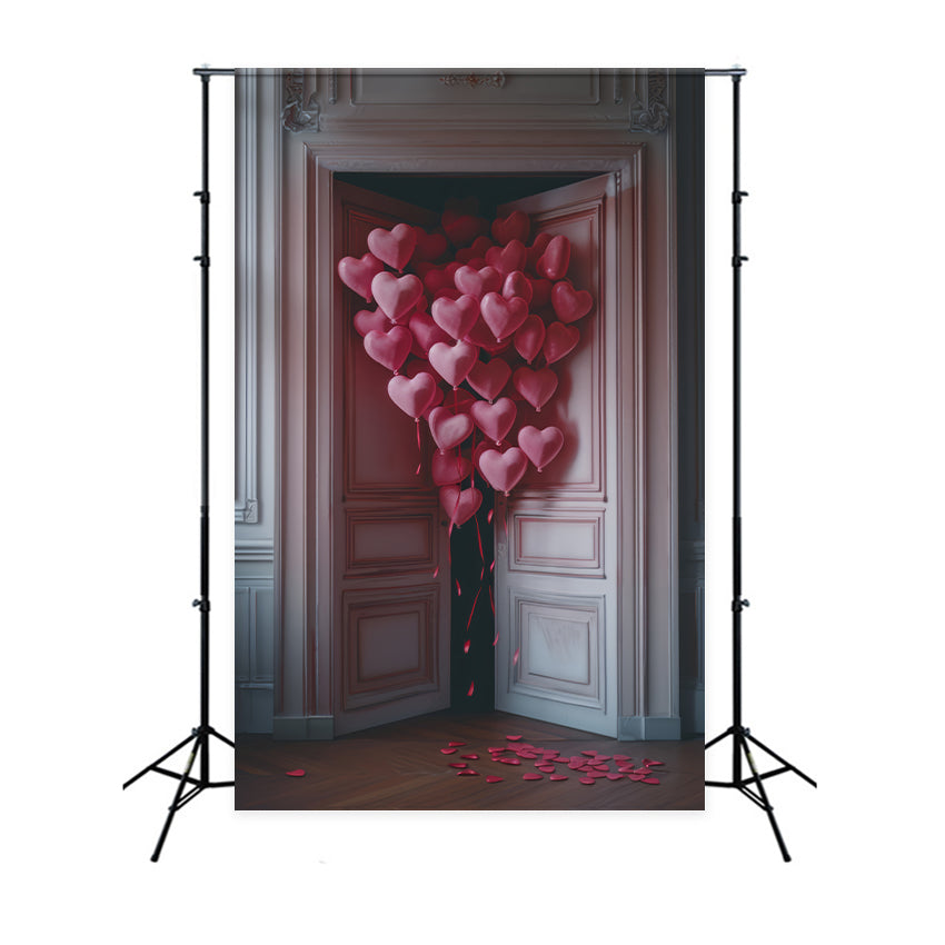 Toile de fond Photographie Saint-Valentin Ballons Cœurs Roses Porte BRP12-214