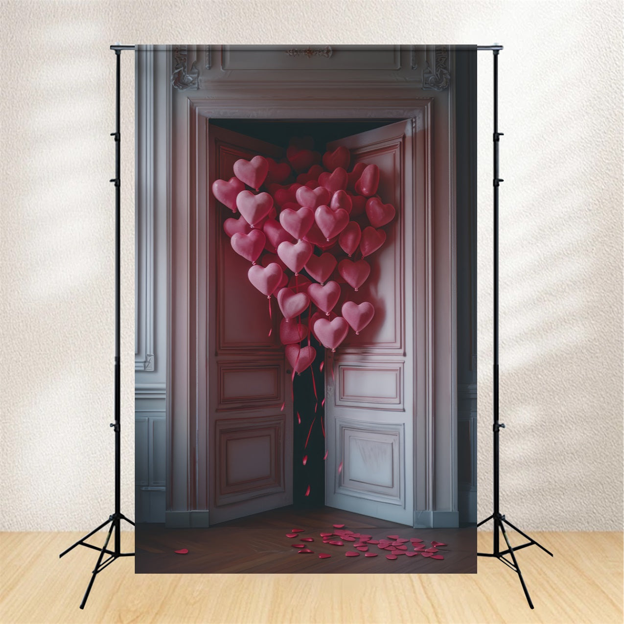 Toile de fond Photographie Saint-Valentin Ballons Cœurs Roses Porte BRP12-214