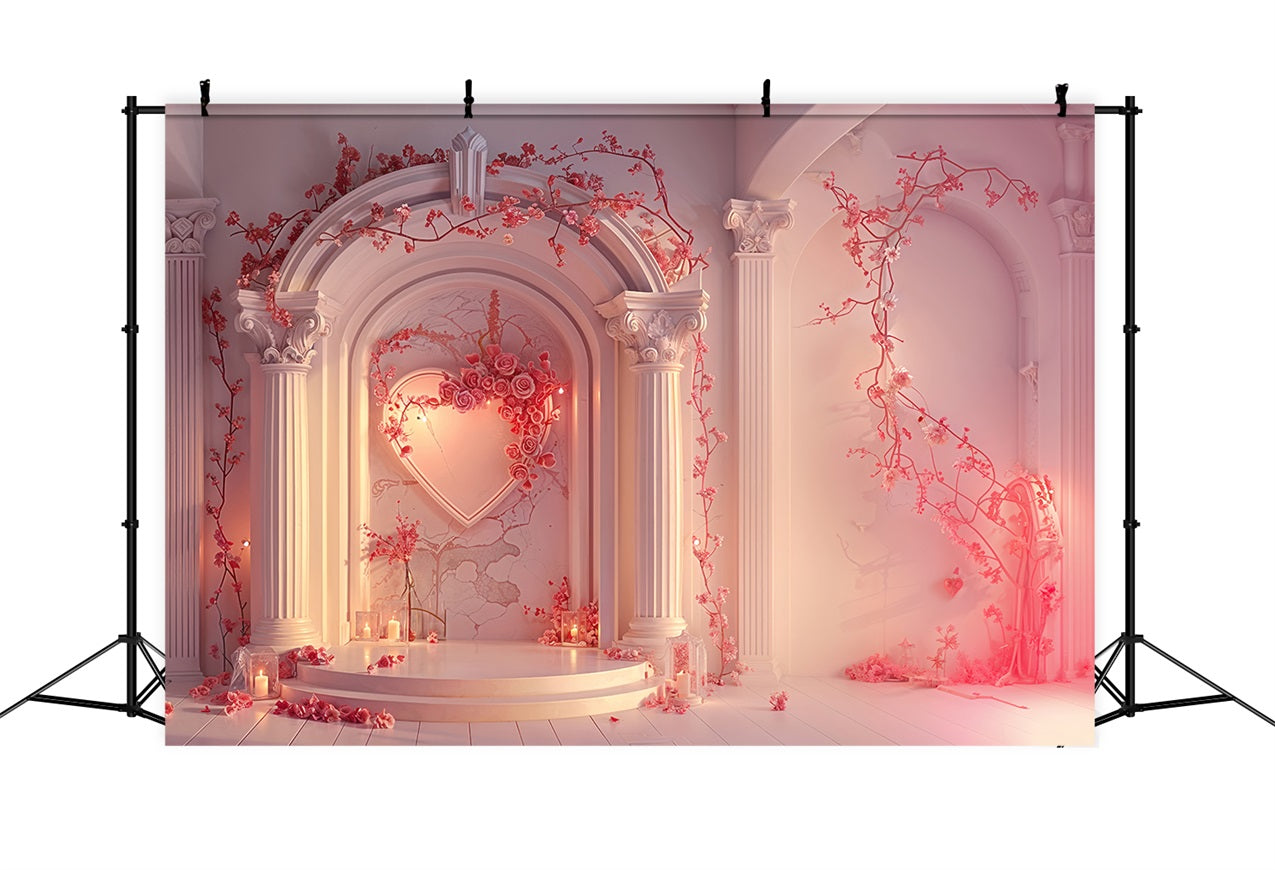 Toile de fond Saint-Valentin Arche de Roses Douces Romance à la Lumière de Bougies BRP12-215