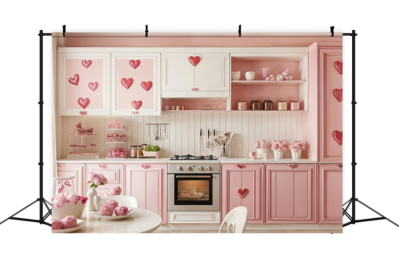 Toile de fond Saint-Valentin Cuisine Rose Accents Cœur BRP12-238