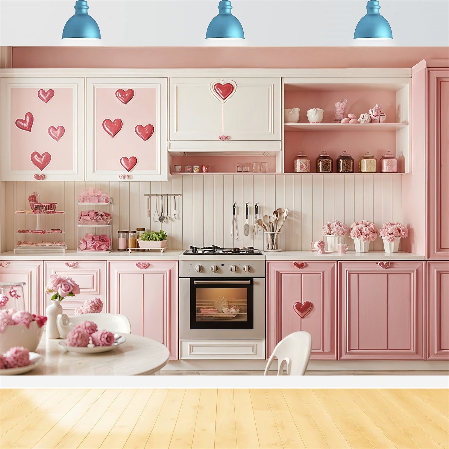 Toile de fond Saint-Valentin Cuisine Rose Accents Cœur BRP12-238