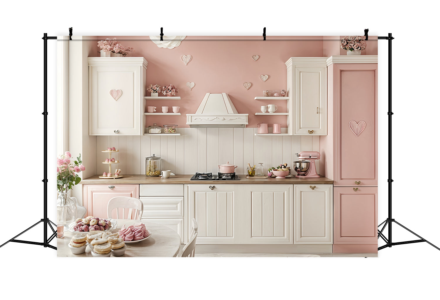 Toile de fond Saint-Valentin Cuisine Rose et Blanche BRP12-240