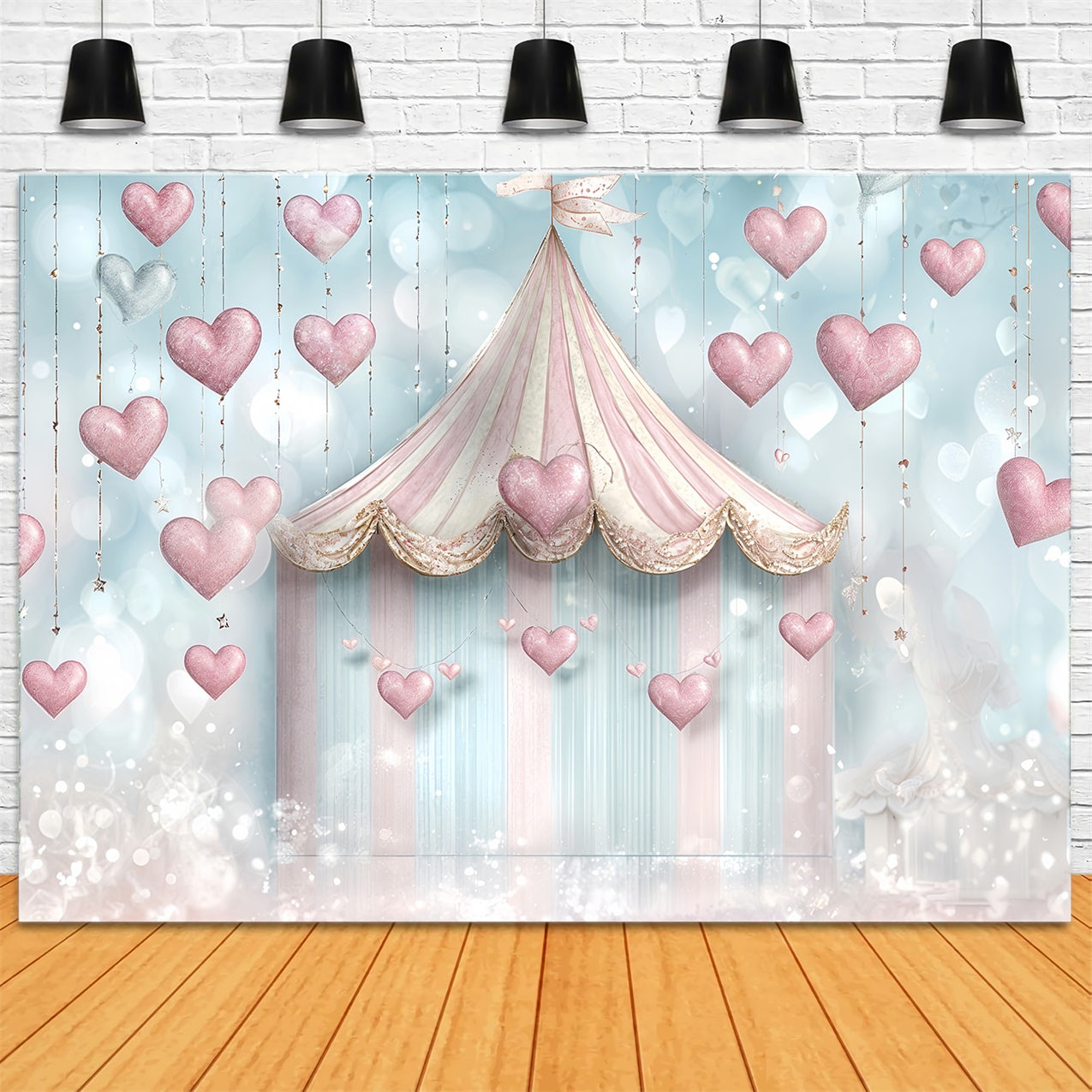 Toile de fond Saint-Valentin Tente Pastel Décorations Cœur BRP12-243