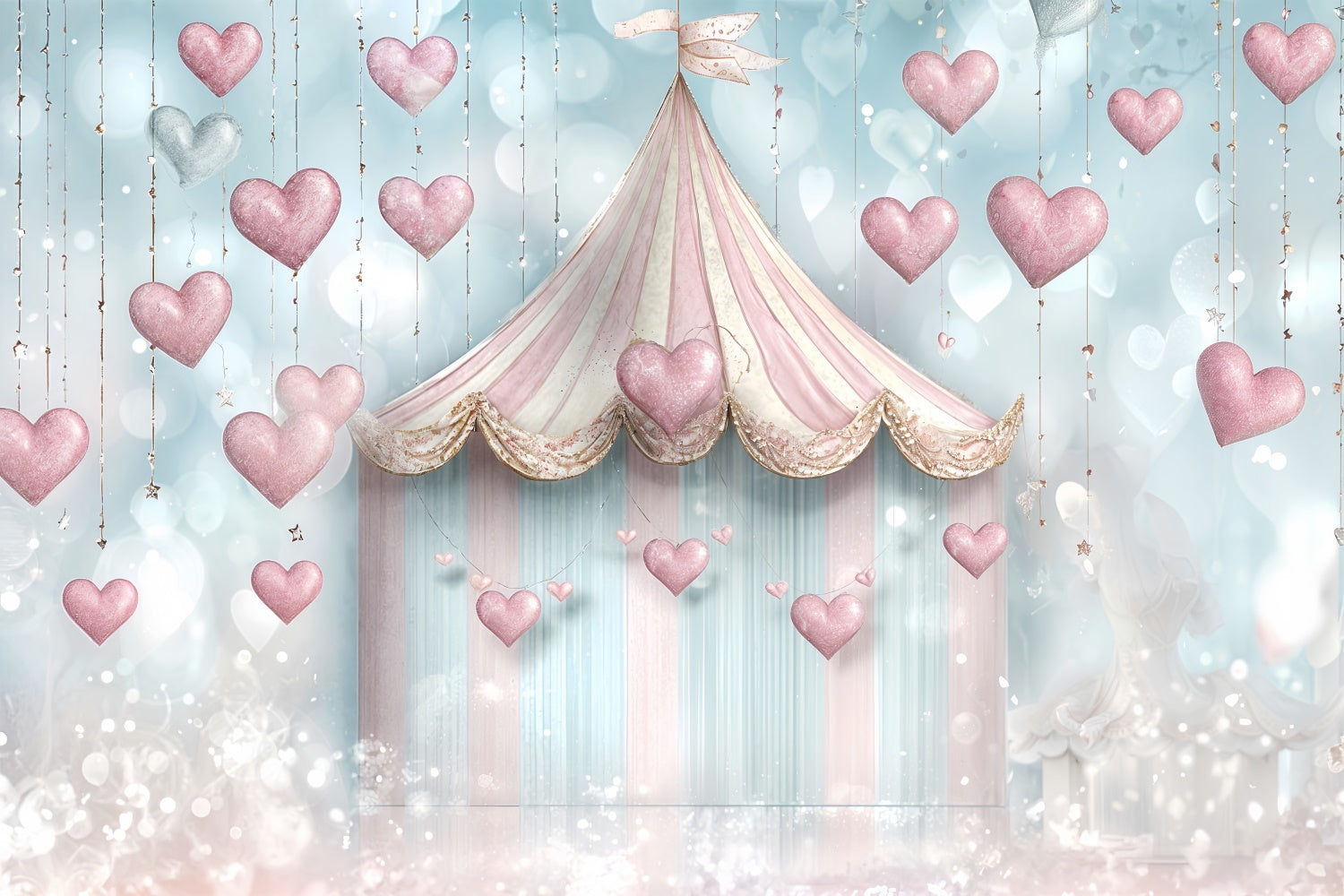 Toile de fond Saint-Valentin Tente Pastel Décorations Cœur BRP12-243