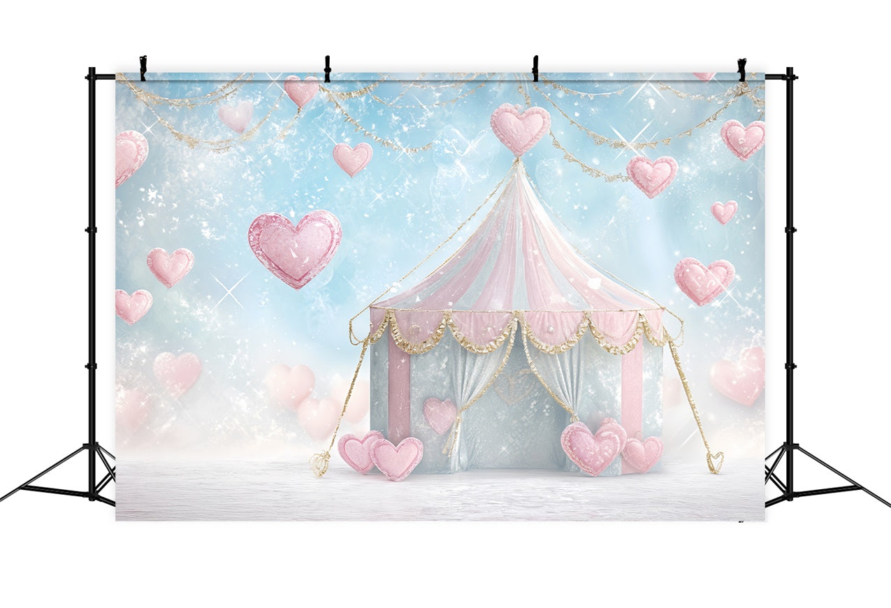 Toile de fond Photographie Saint-Valentin Tente Rose Cœur Pailleté BRP12-244