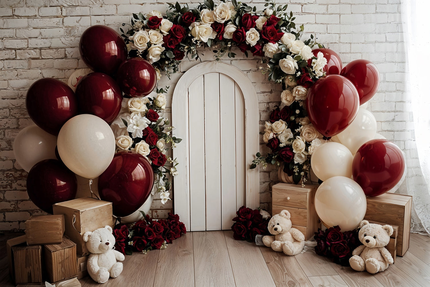 Toile de fond Saint-Valentin Arche de Ballons Floral Porte BRP12-250