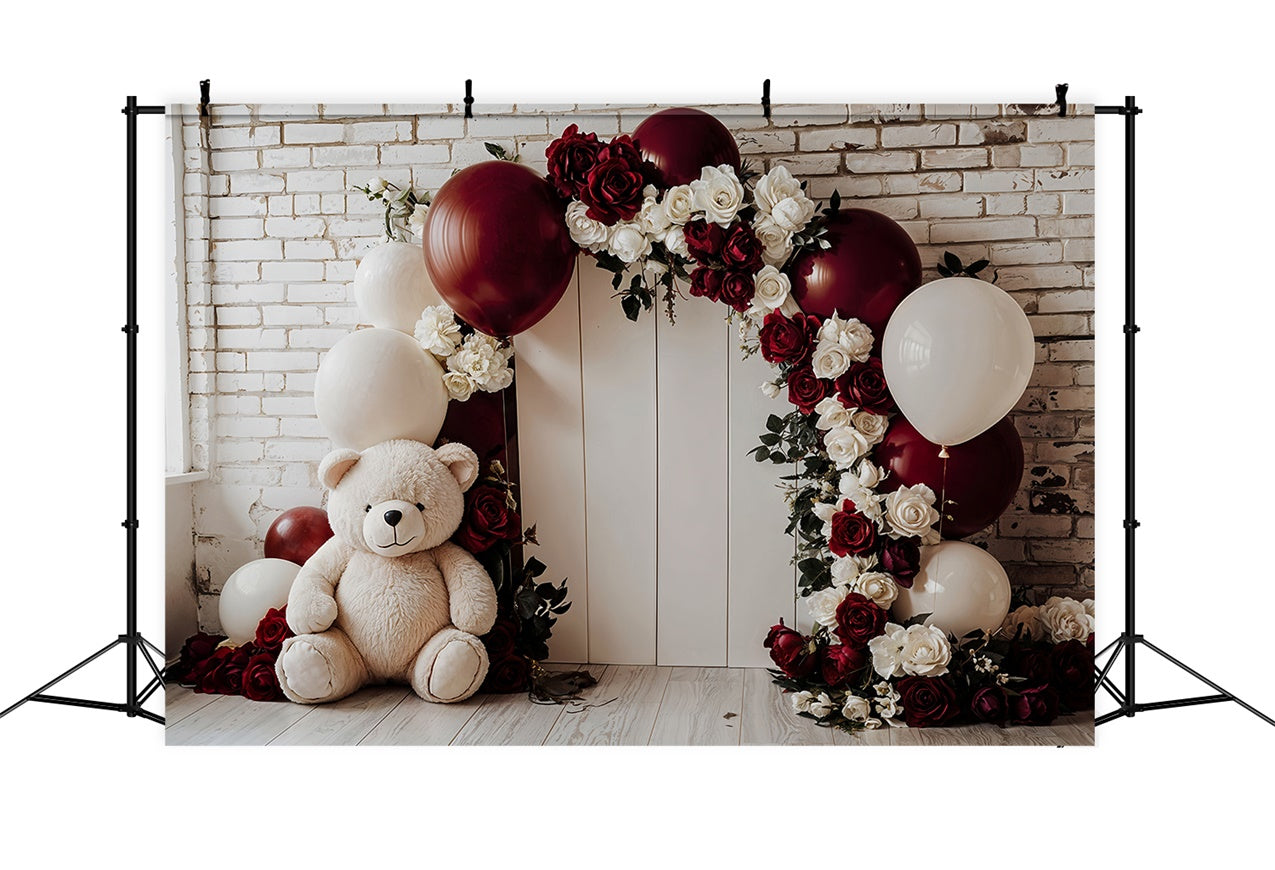 Toile de fond Saint-Valentin Ours Ballon Arche Florale BRP12-251