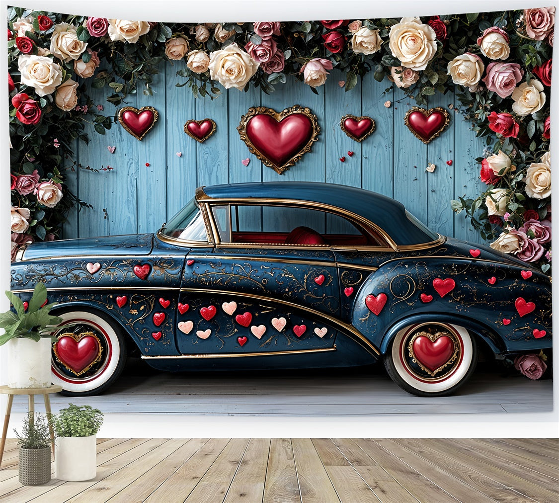 Toile de fond Photographie Saint-Valentin Voiture Cœur de Roses Affichage BRP12-260