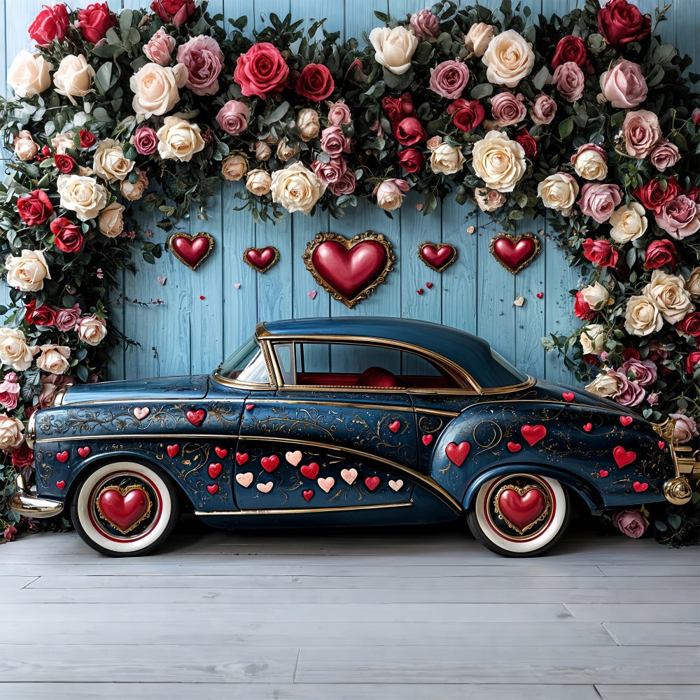 Toile de fond Photographie Saint-Valentin Voiture Cœur de Roses Affichage BRP12-260