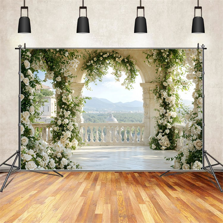 Toile de fond Saint-Valentin Balcon Arqué Floral Extérieur BRP12-265