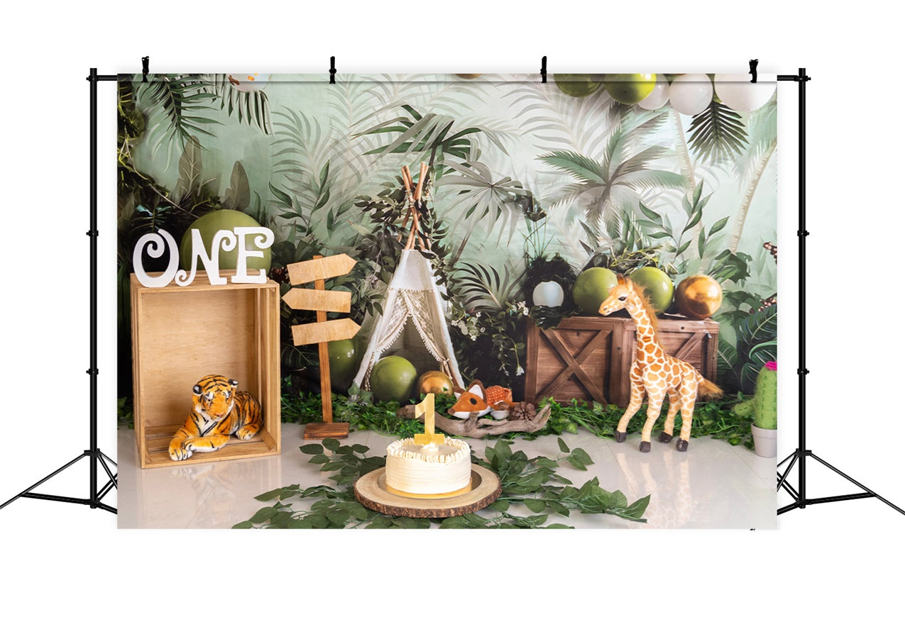 Toile de fond Anniversaire 1er Safari Jungle Party BRP12-301