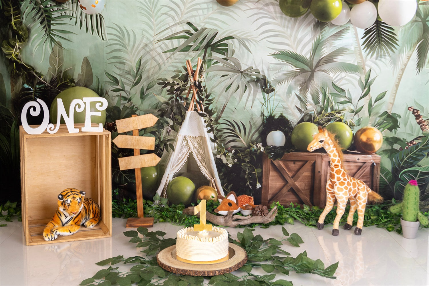 Toile de fond Anniversaire 1er Safari Jungle Party BRP12-301