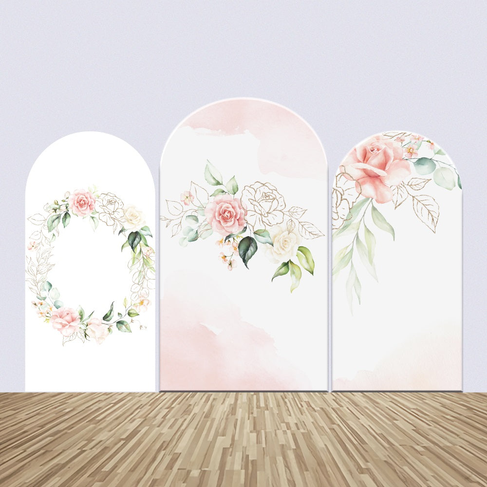 Set de Toile de fond Mariage Personnalisée Arche Roses Florales BRP12-318