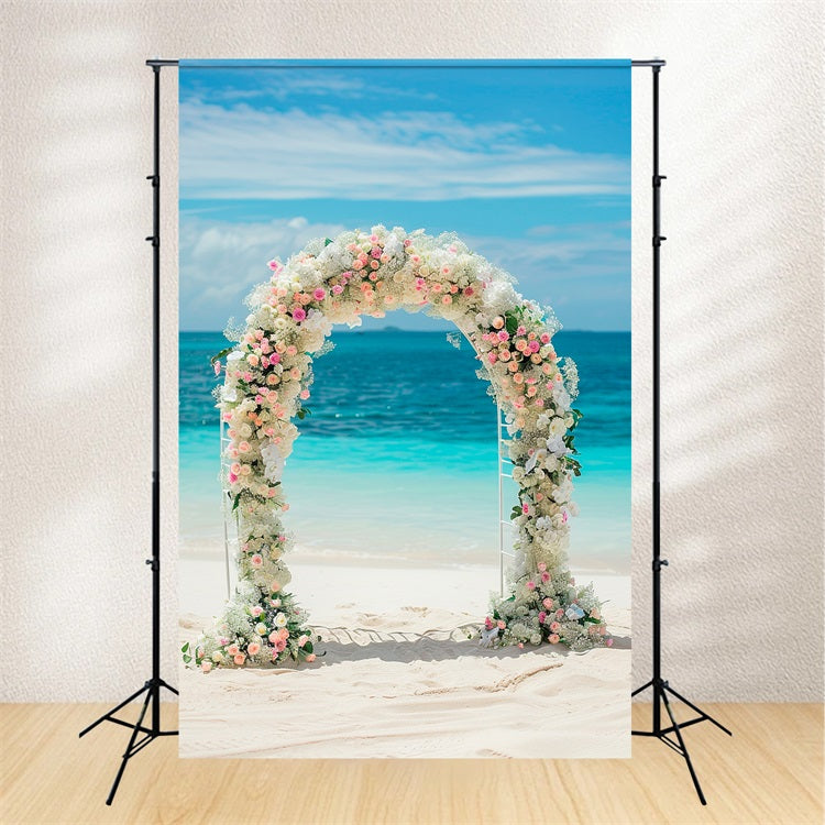 Toile de fond Décoration Mariage Plage Floral Arche Côté Mer BRP12-388