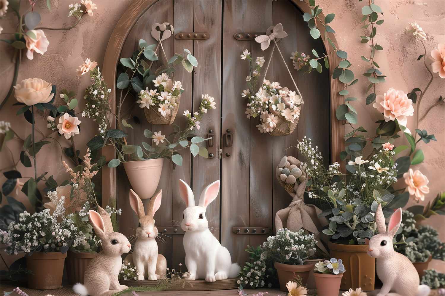 Toile de fond Pâques Photographie Cottage Lapin Décor Floral BRP12-393