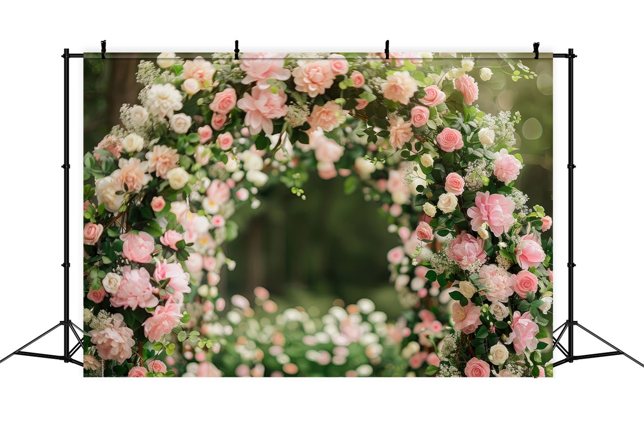 Toile de fond Maternité Séance Photo Arche Ornée de Roses Mur BRP12-40