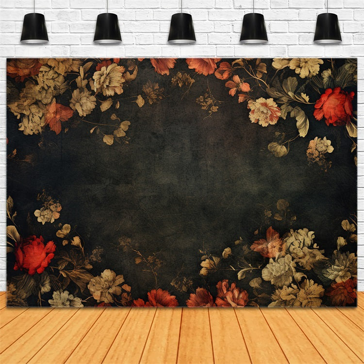 Toile de fond Maternité Séance Photo Art Fleurs Mur Gris Sombre BRP12-42