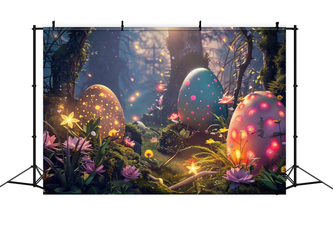 Toile de fond Pâques Forêt Œufs Lumineux Photographie BRP12-430