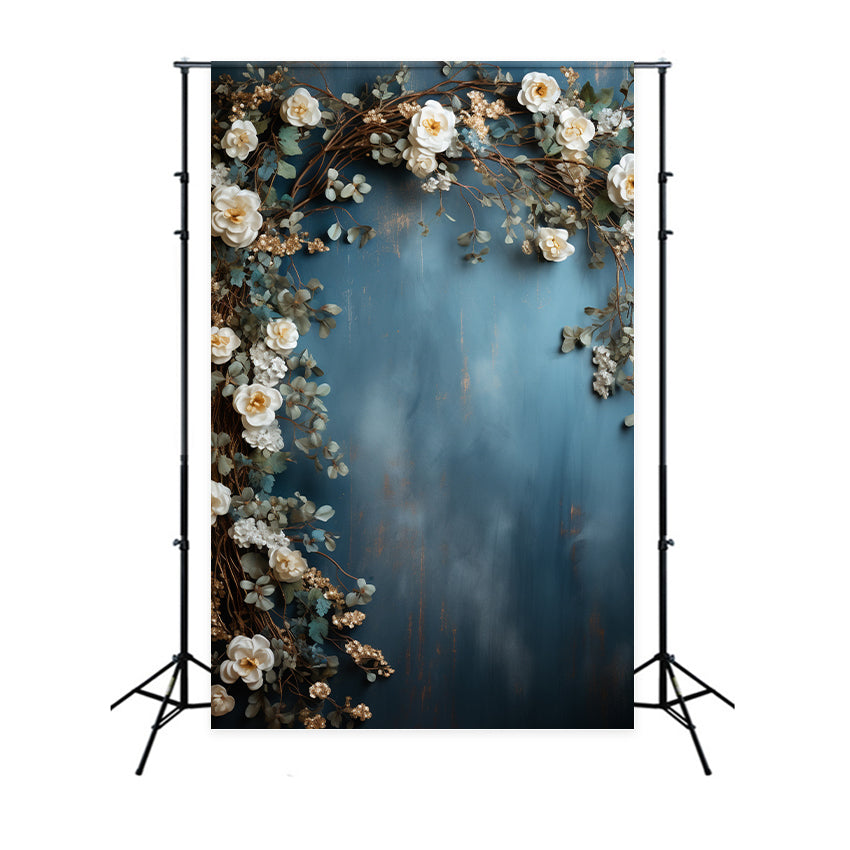 Toile de fond Maternité Photographie Mur Floral Bleu Blanc BRP12-45