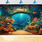 Toile de fond Sous-Marine Château Gothique Marin Été CSH5-114