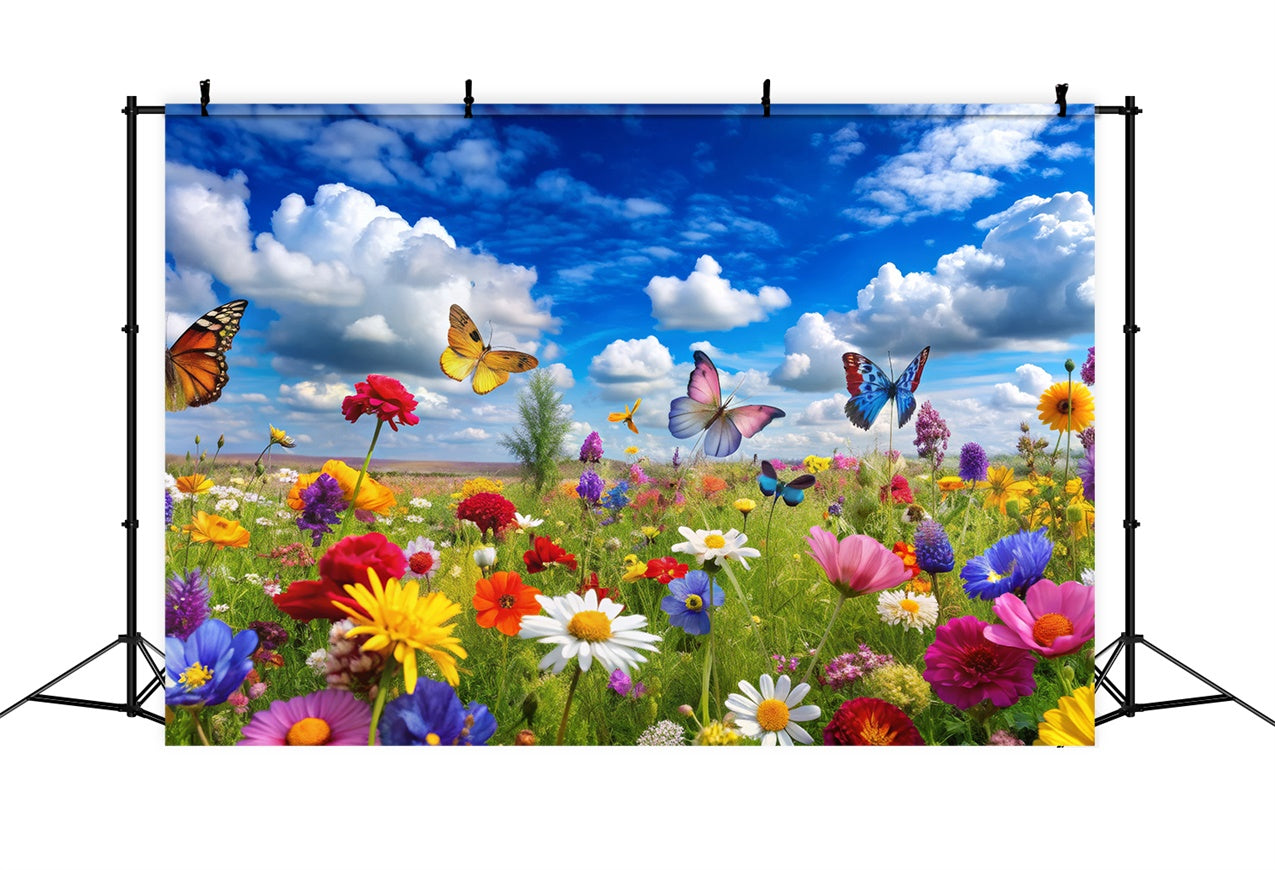 Fond Photo Fleurs Vibrantes Papillons BRP12-531