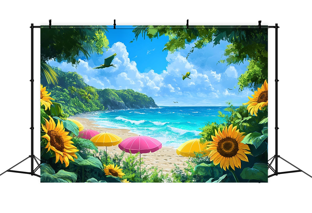 Fond Fleurs Plage Tournesol Paradis BRP12-546