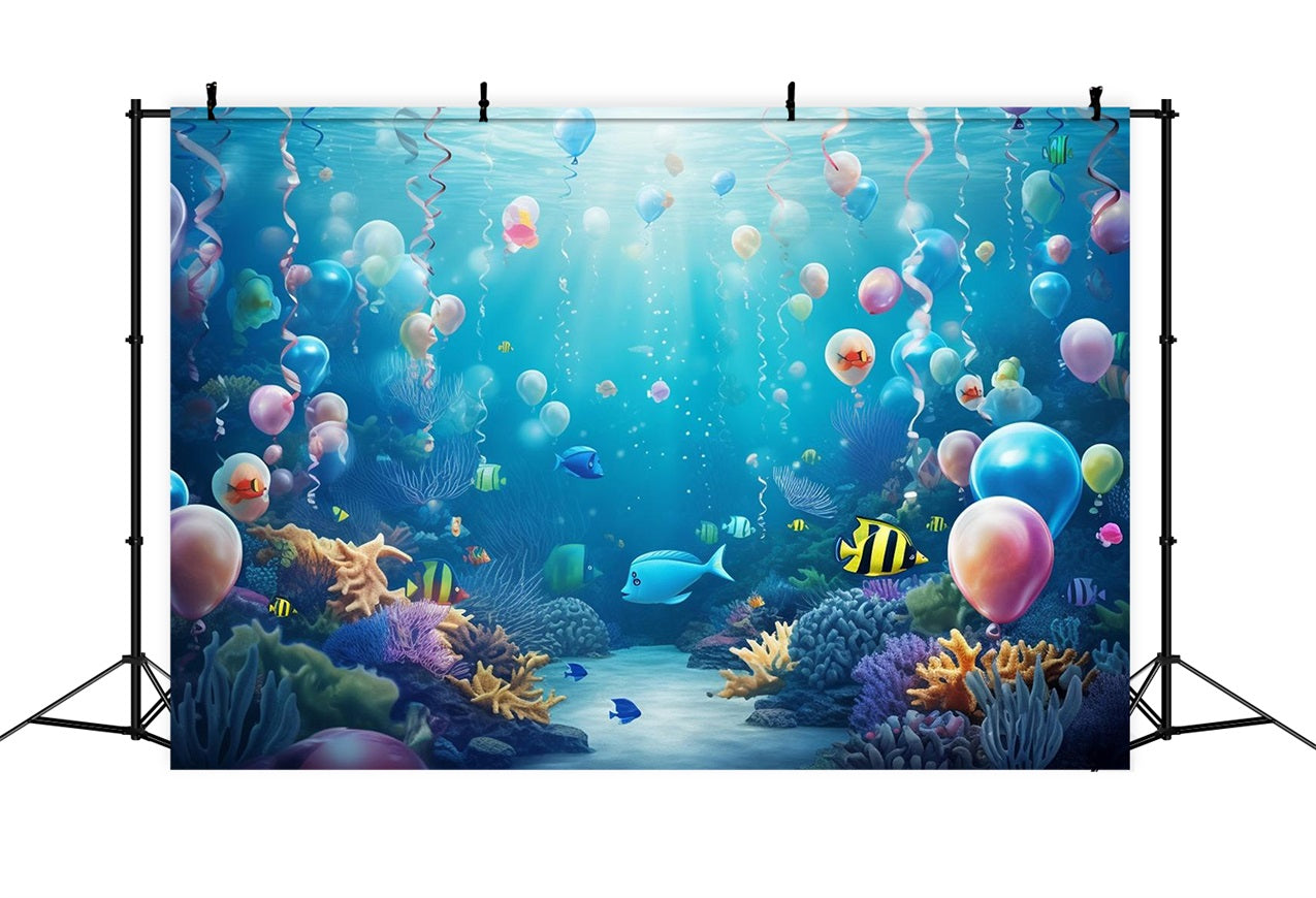 Toile de fond Sirène Ballon Coloré Paradis Corail Plantes Aquatiques BRP12-56