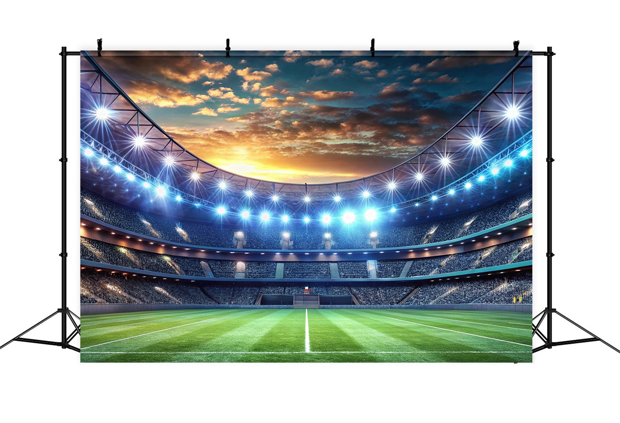 Toile de fond Sport Stade Soccer Glow Coucher du Soleil BRP12-592