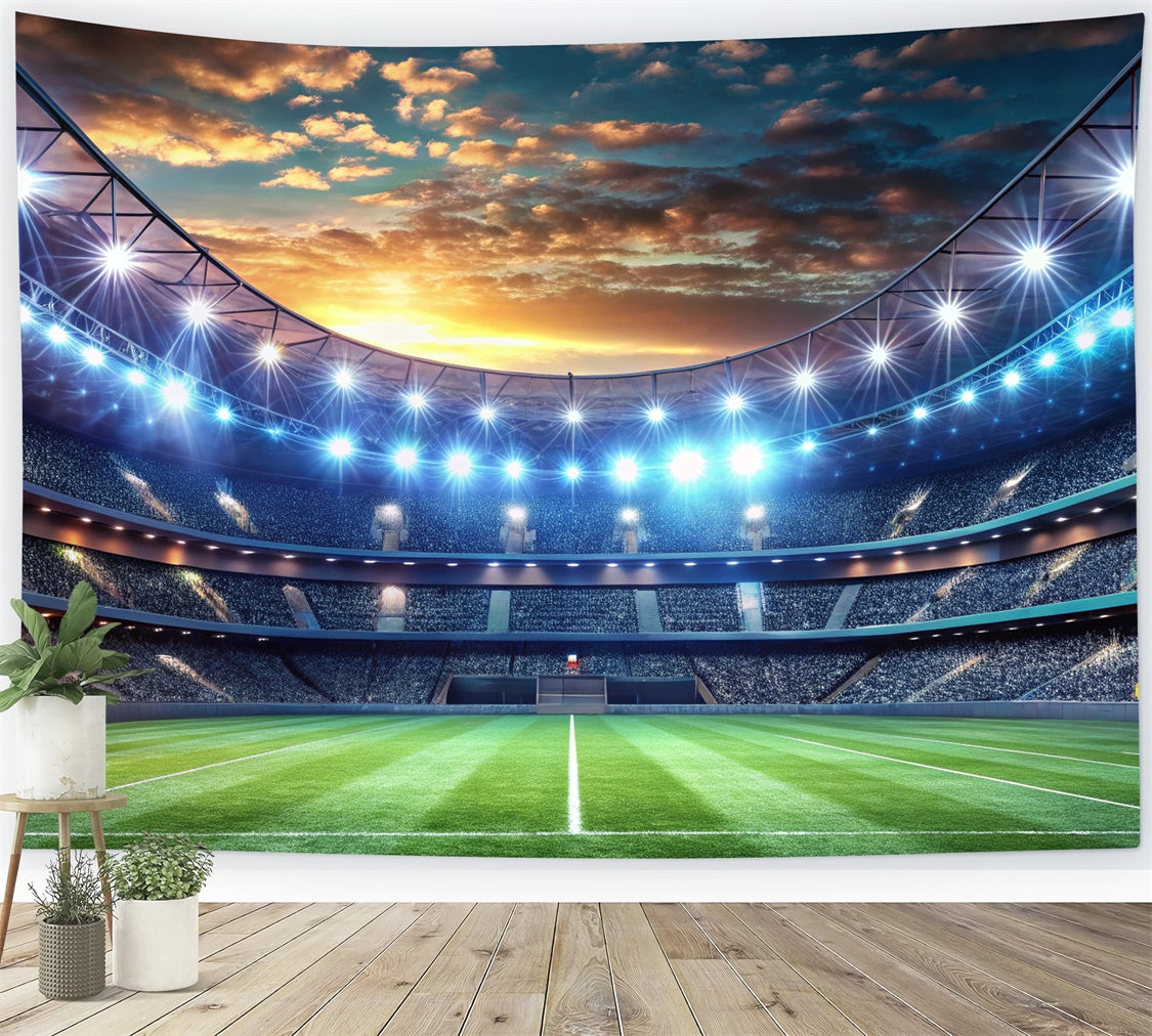 Toile de fond Sport Stade Soccer Glow Coucher du Soleil BRP12-592