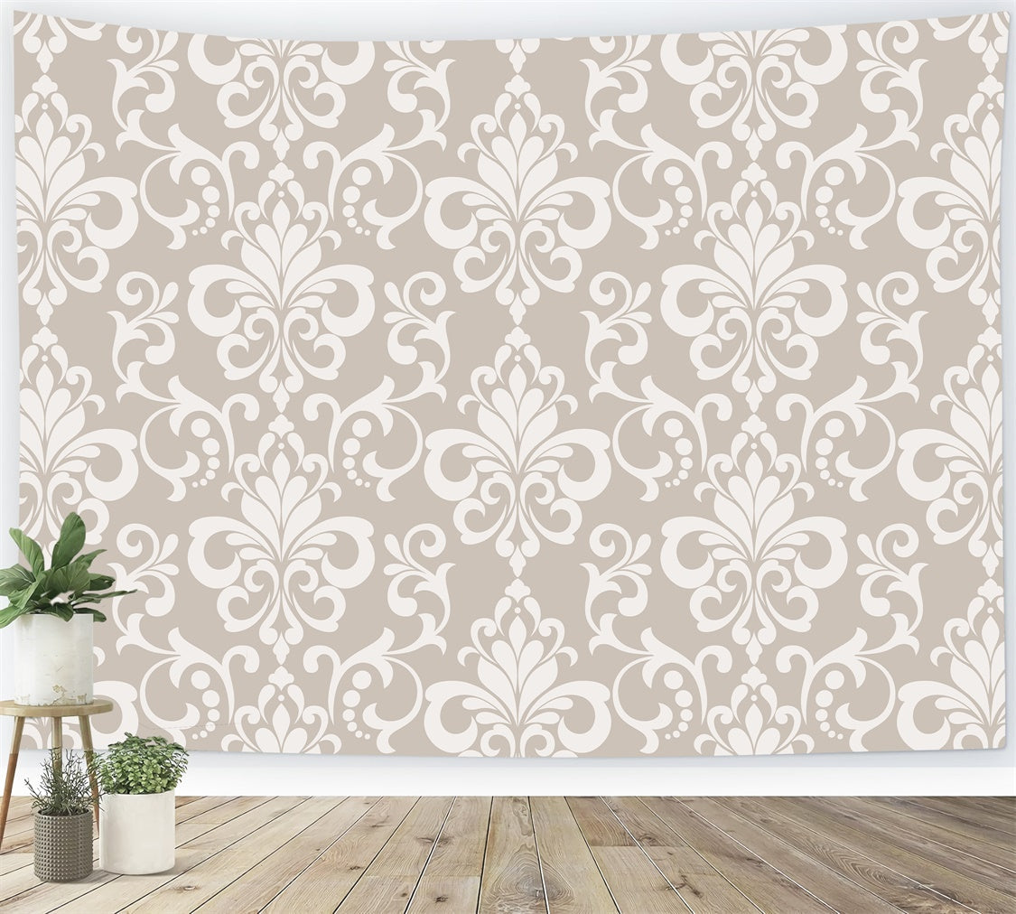 Toile de fond Damassé Beige,Clair Design Symétrique Royal BRP12-601