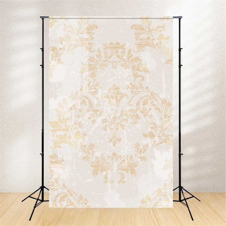 Toile de fond Damassé Distressé Beige,Motif Floral Baroque BRP12-604