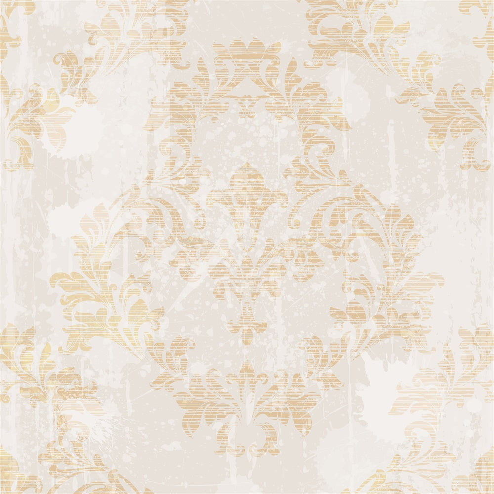 Toile de fond Damassé Distressé Beige,Motif Floral Baroque BRP12-604