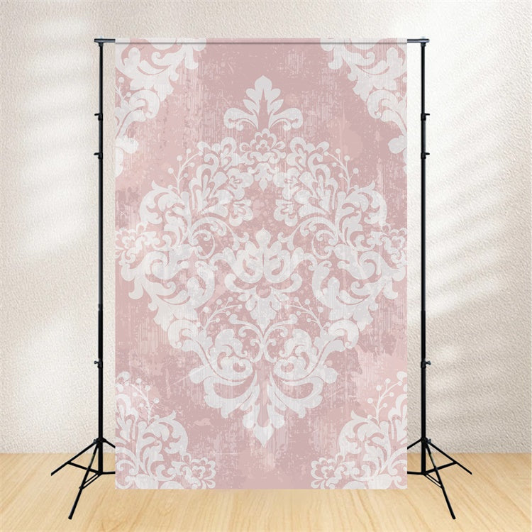 Toile de fond Damassé Rose Pastel Floral Baroque BRP12-607