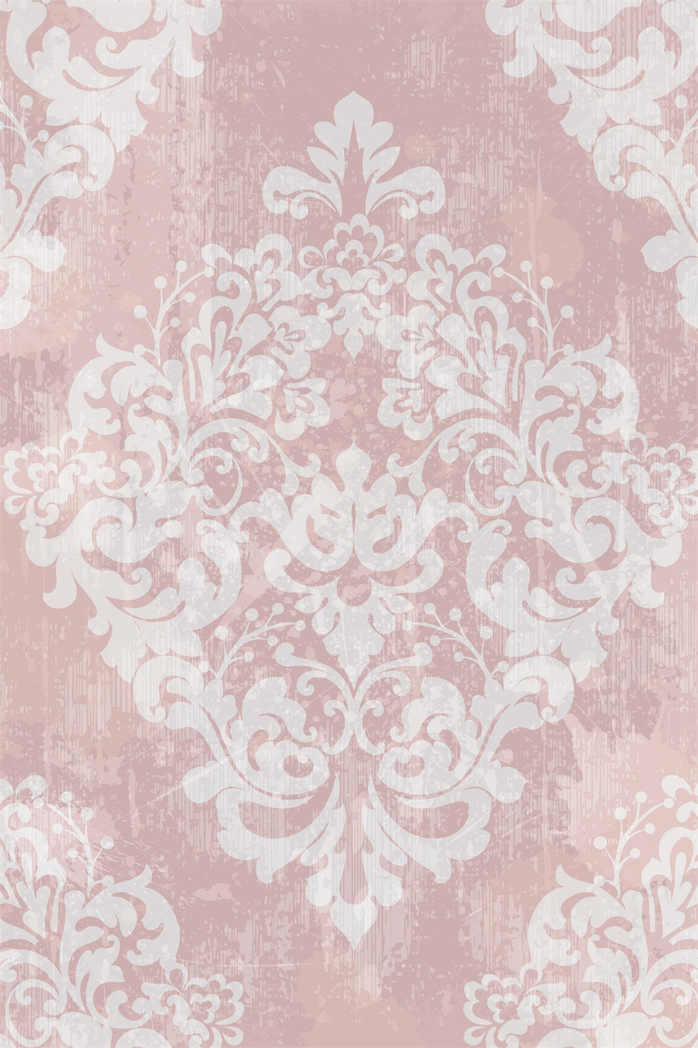 Toile de fond Damassé Rose Pastel Floral Baroque BRP12-607