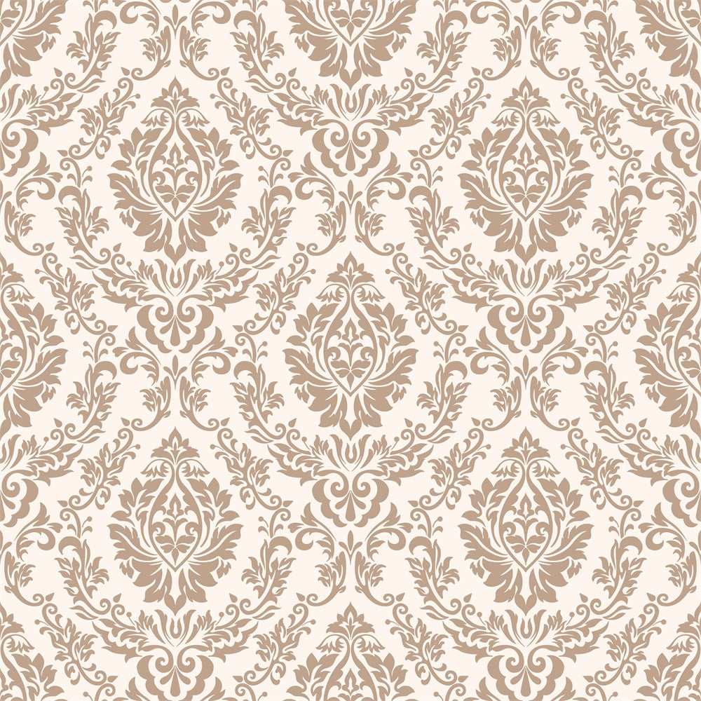 Toile de fond Damassé Marron Doux Motif Baroque BRP12-608