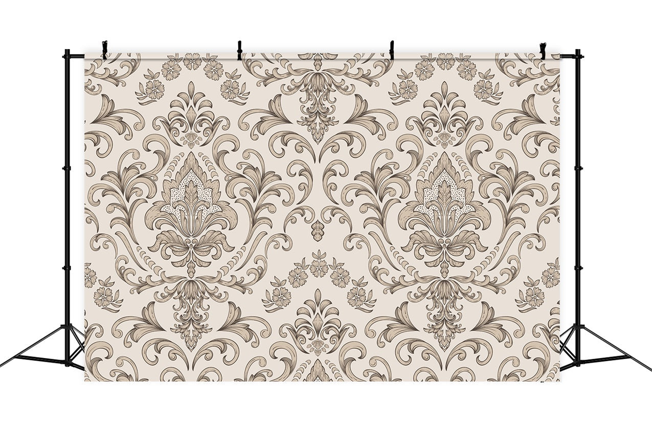 Toile de fond Damassé Élégant Marron Floral Décoratif BRP12-611